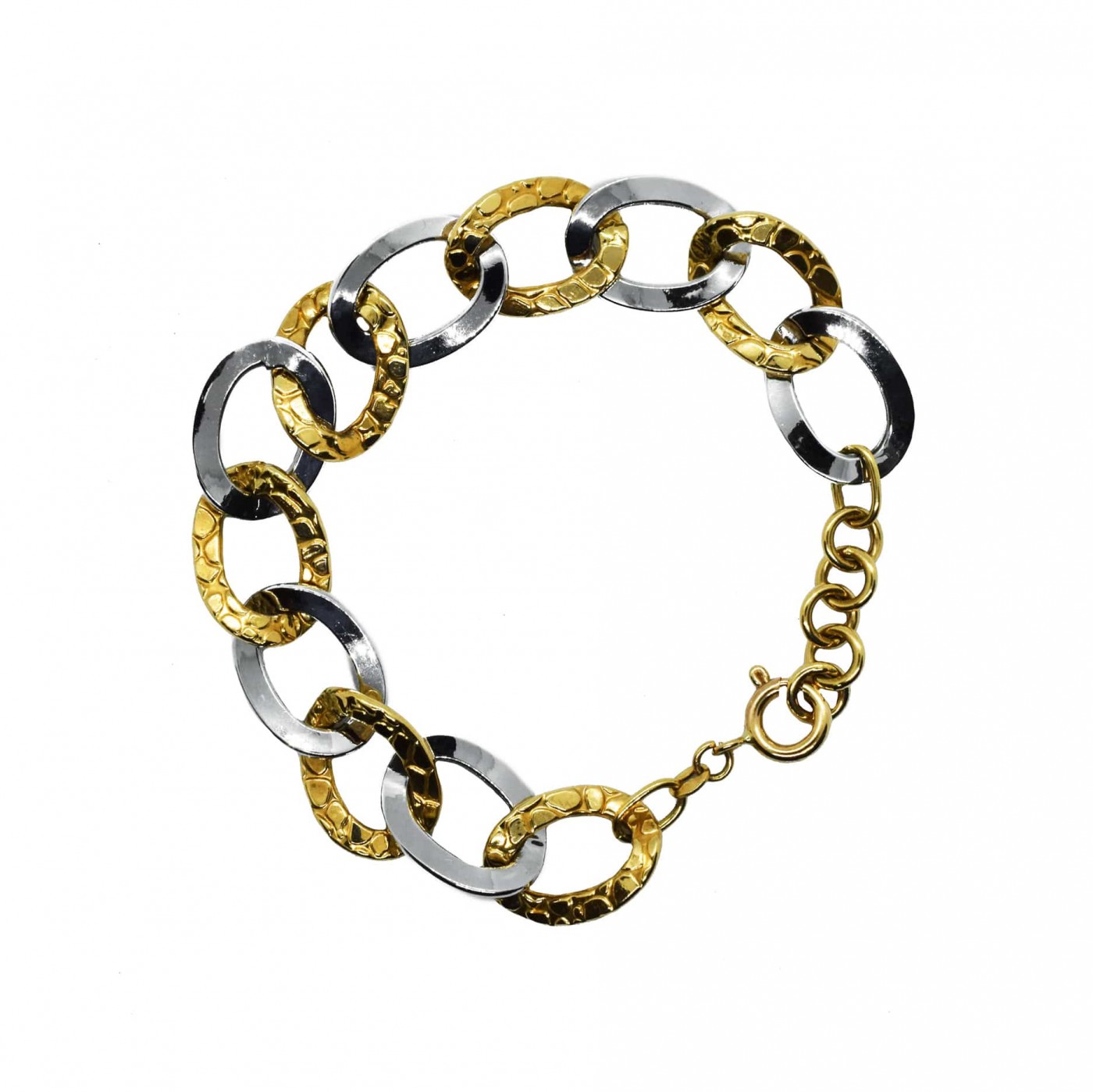 Bracciale catena oro bianco e oro giallo