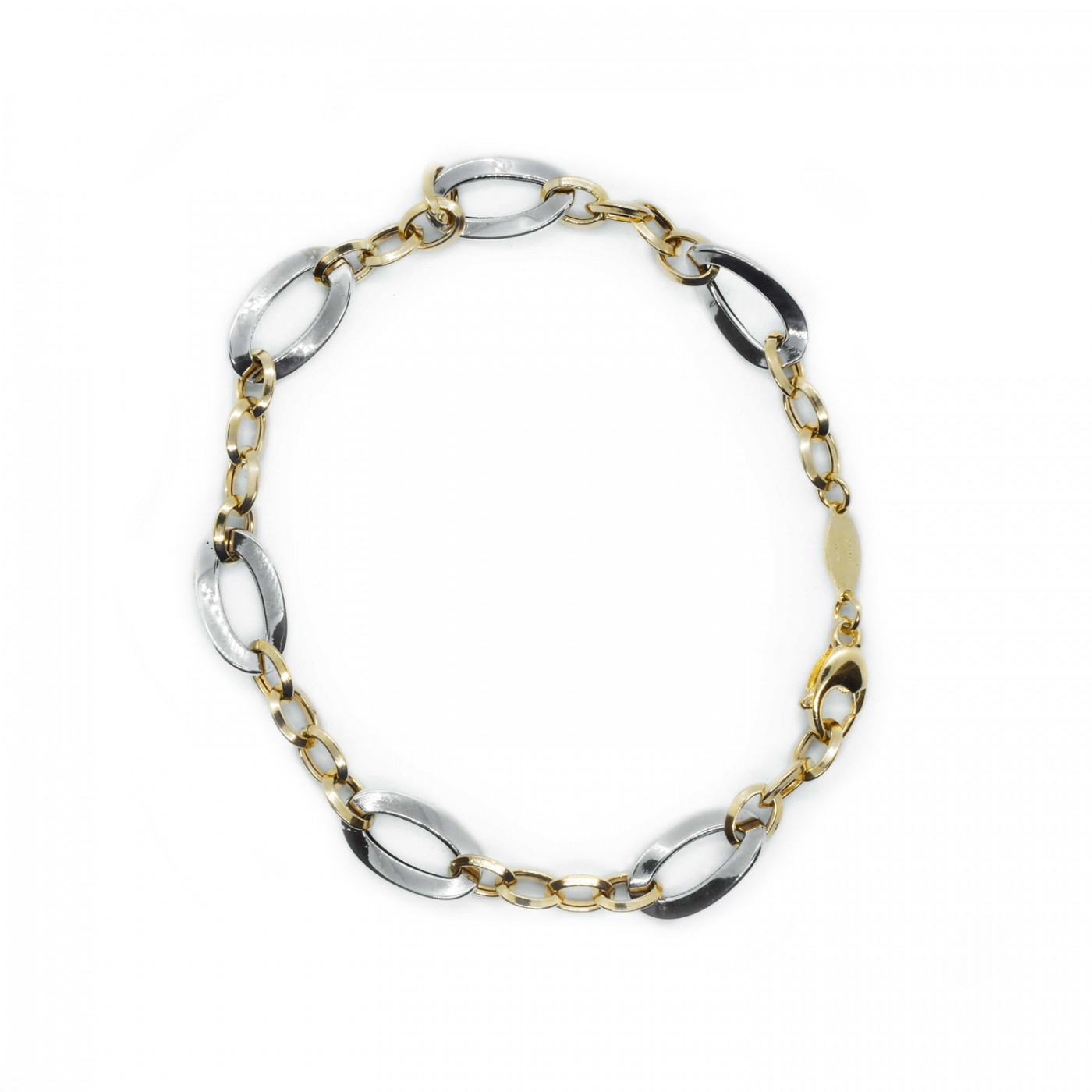 Bracciale oro bianco e giallo con catena a maglie alternate