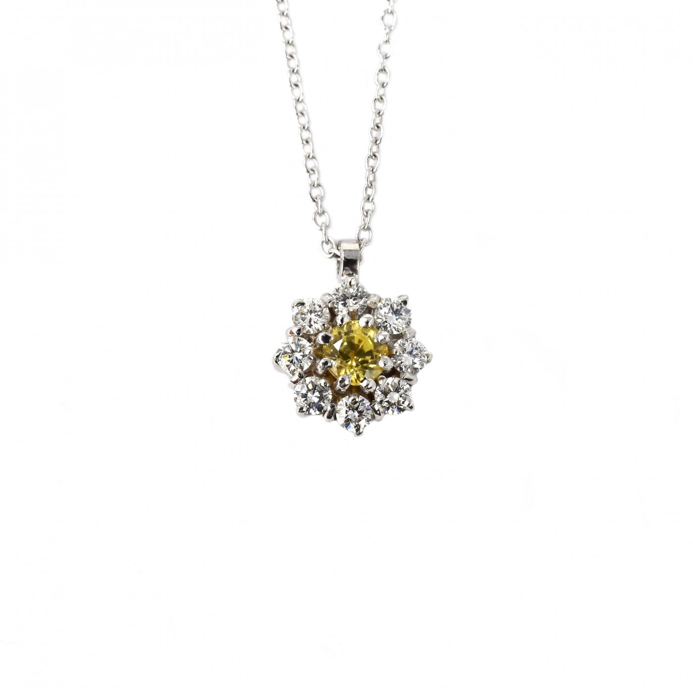 Ciondolo fiore diamante giallo 0,29 ct