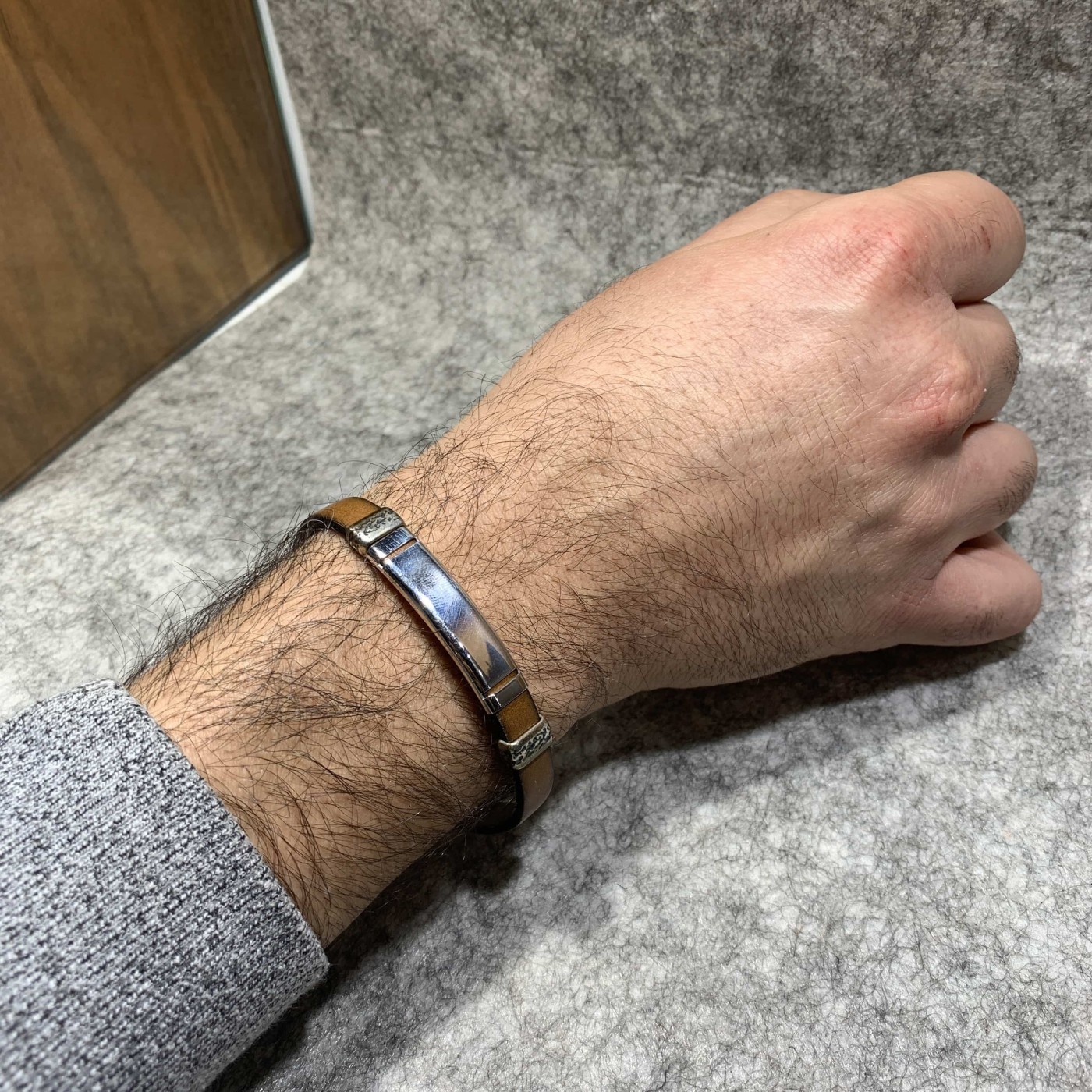 Bracciale in cuoio e argento