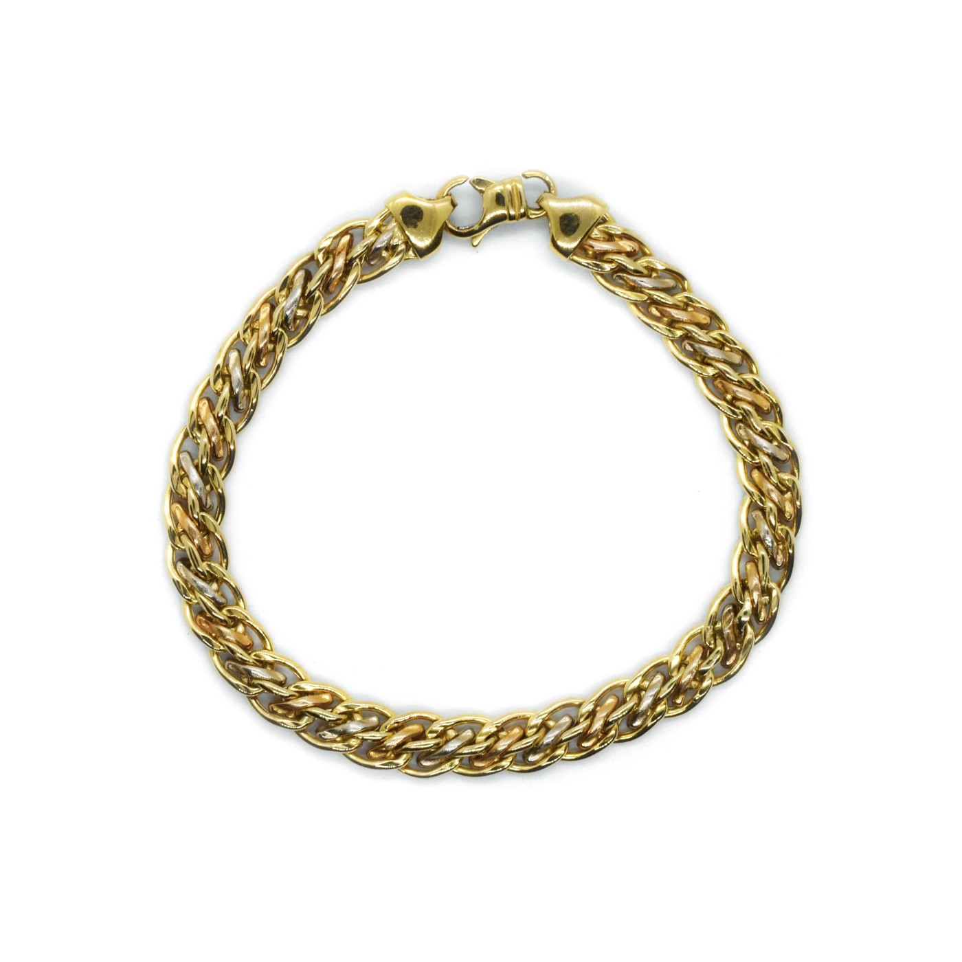 Bracciale lavorato in oro con maglie intrecciate