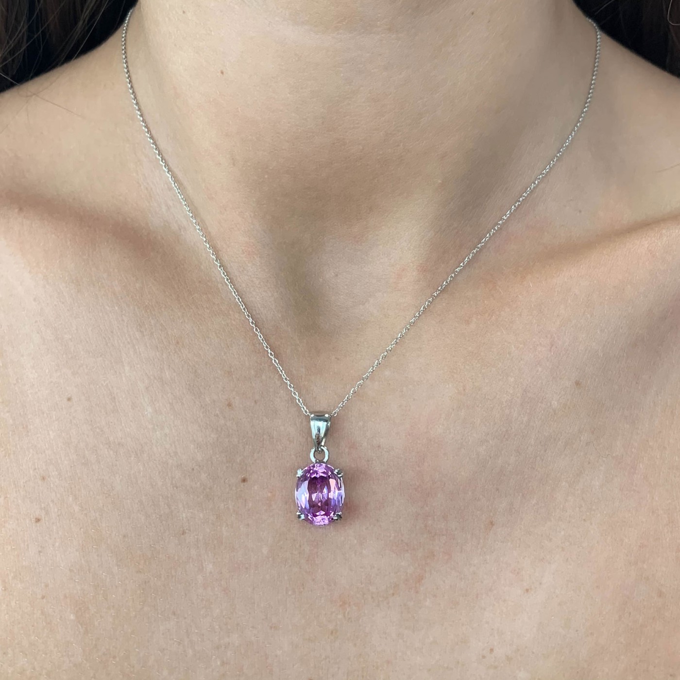 Collana con pendente quarzo rosa