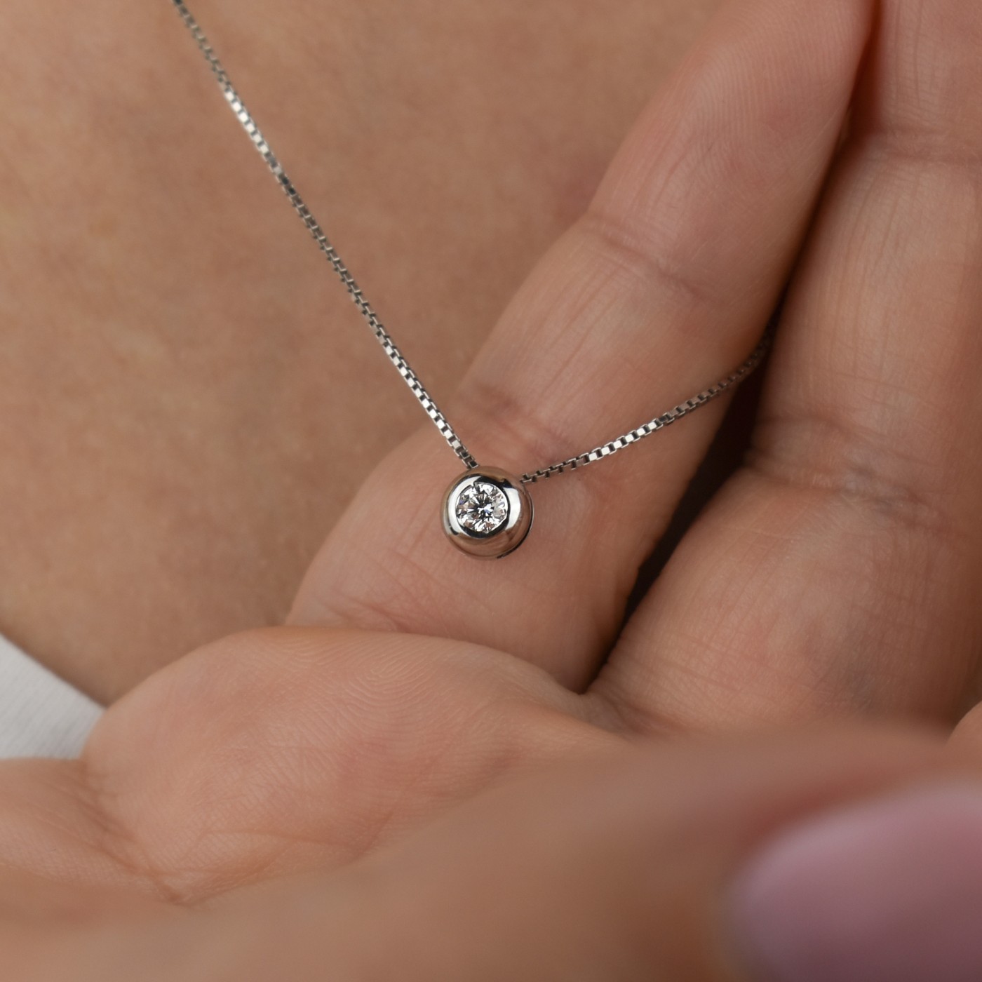 Collana punto luce a cipollina brillante da 0,12 ct