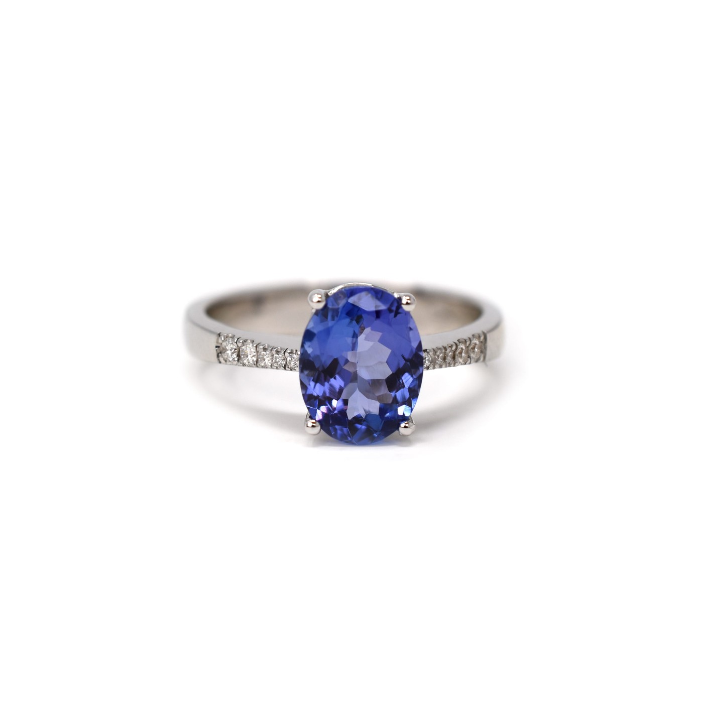 Anello tanzanite da 1,60 ct e brillanti 0,08 ct