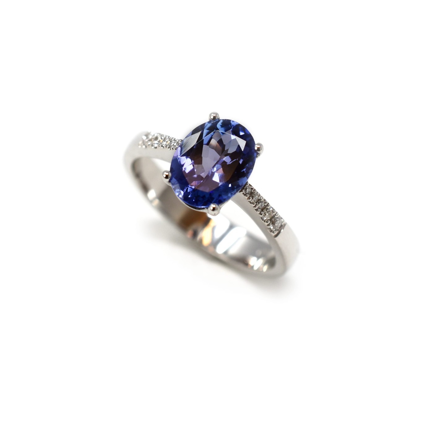 Anello tanzanite da 1,60 ct e brillanti 0,08 ct