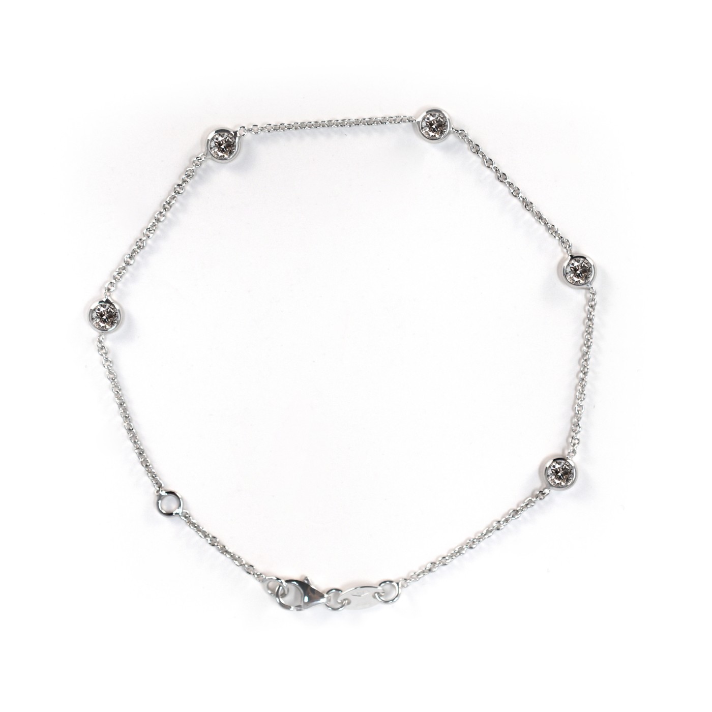 Braccialetto in oro bianco con 5 brillanti da 0,34 ct.