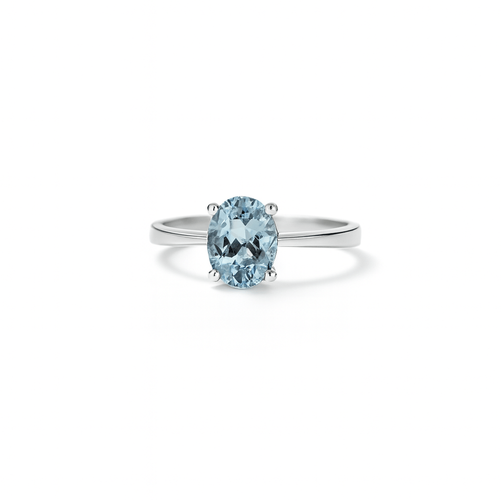Anello con Acquamarina a taglio ovale