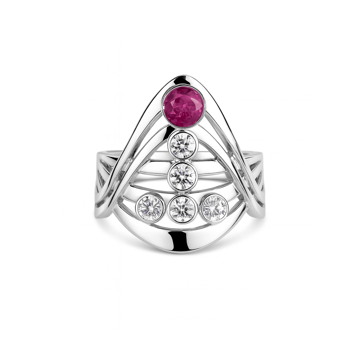 Anello fantasia rubino e brillanti