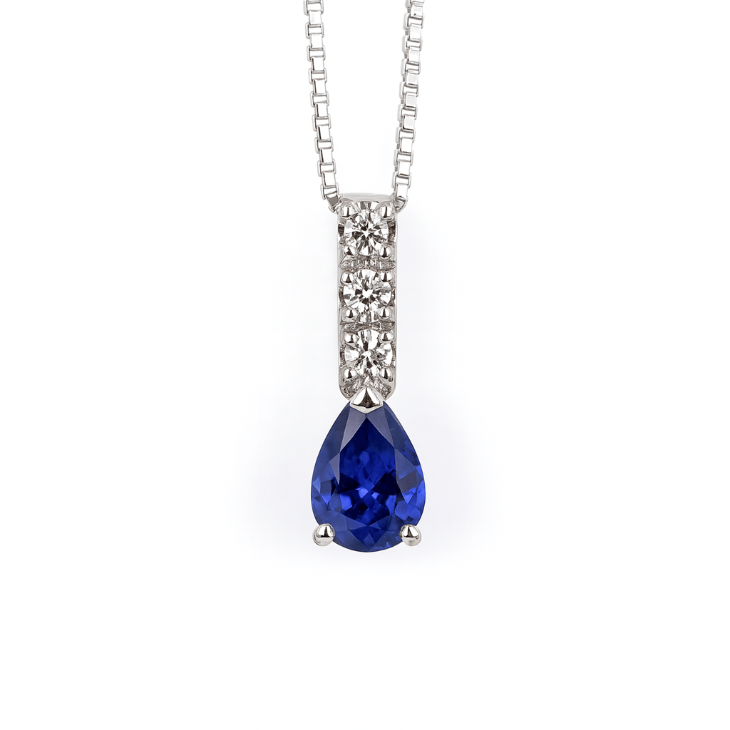 Girocollo con Zaffiro a goccia e brillanti 0,08 ct.