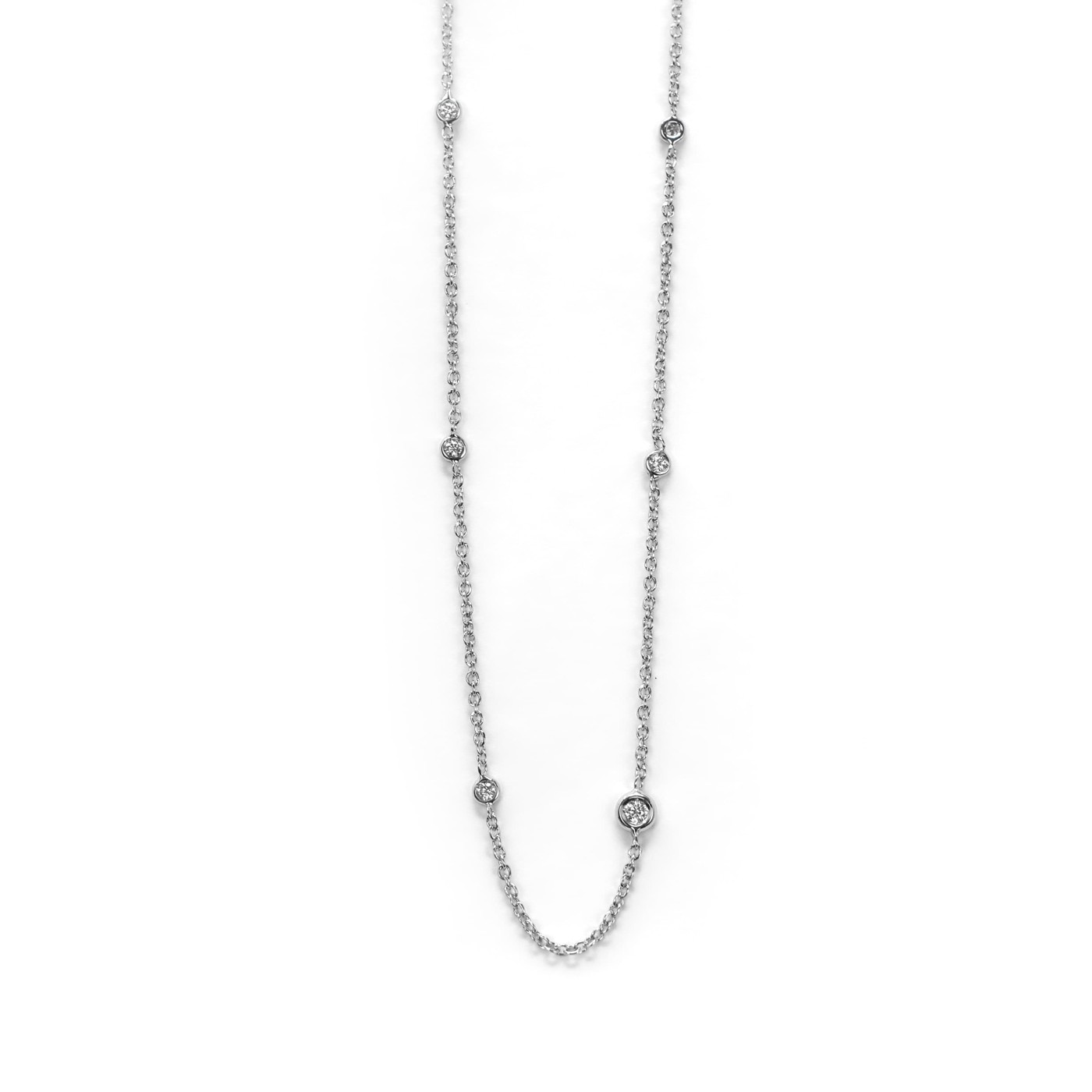 Girocollo in oro bianco con diamanti 0,19 ct. in due dimensioni