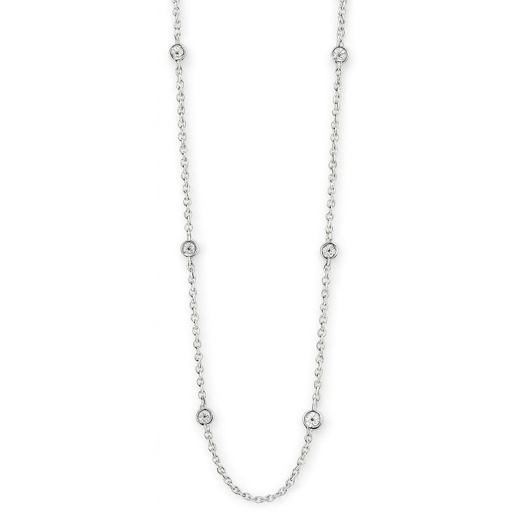 Girocollo in oro bianco con diamanti 0,19 ct. in due dimensioni