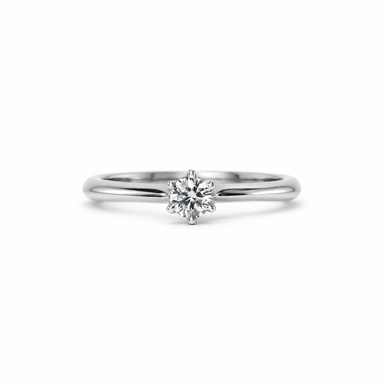 Anello solitario in oro bianco 6 griffe