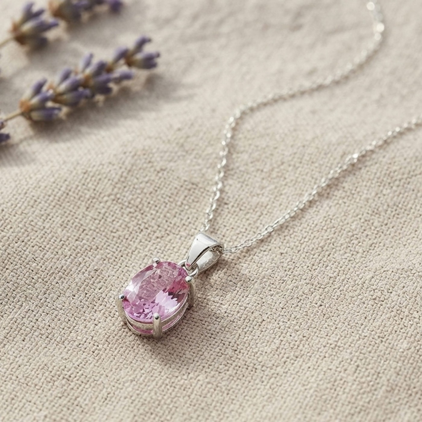 Collana con pendente quarzo rosa